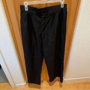 Black wide leg trousers with elastic waistband pants size large fits more size 6